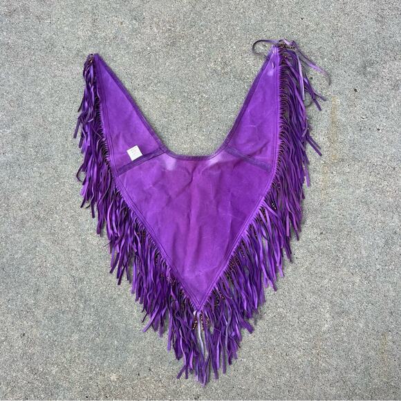 Vintage Purple Leathercraft Process of America Suede Fringe Beaded Shawl Cape - Picture 3 of 9